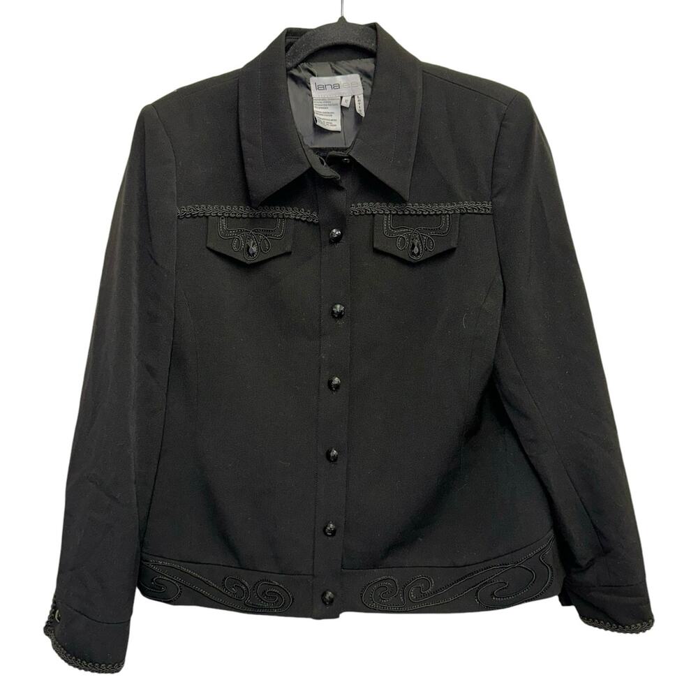 Lana‎ Lee Black Embellished Jacket Western Scroll Trim Women's Size 12